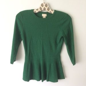 H&M Green Wool Peplum Sweater